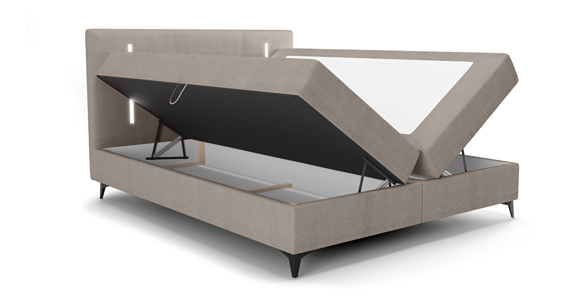 Egyszemélyes ágy 120 cm Ortega Bonell (barnásszürke) (ágyráccsal, tárolóhellyel) (LED világítás)