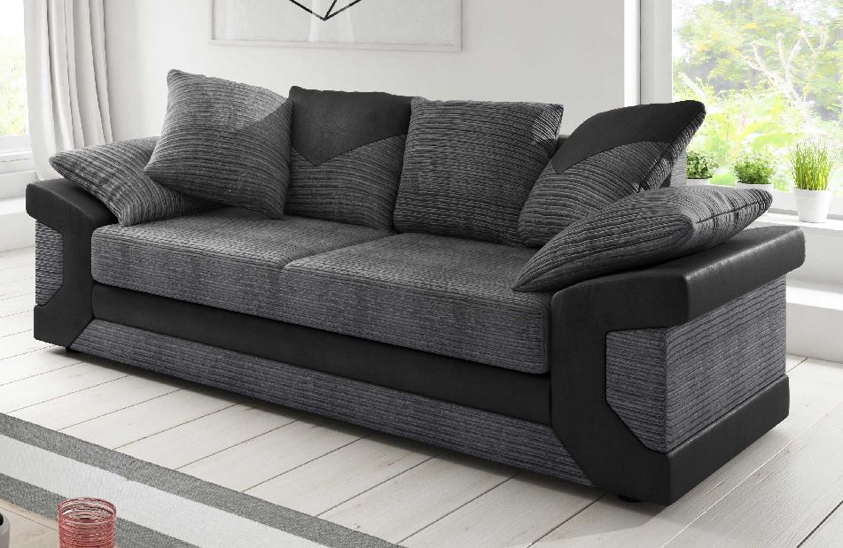 Háromszemélyes kanapé Dinia (szürke + fekete)