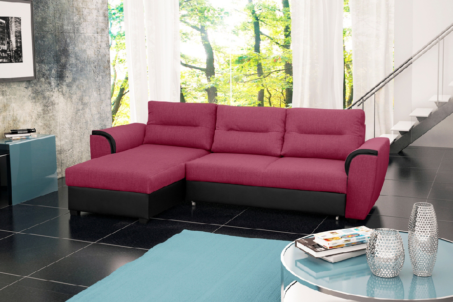Sarok kanapé Thomas (rózsaszín + fekete) (B)