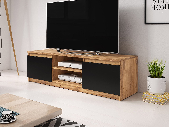 TV szekrény/asztal Zuzula (wotan tölgy + wotan tölgy + fekete grafit)