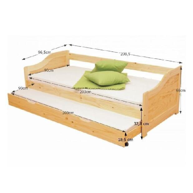 Széthúzható ágy 90 cm Laila (masszív, két ágyráccsal)