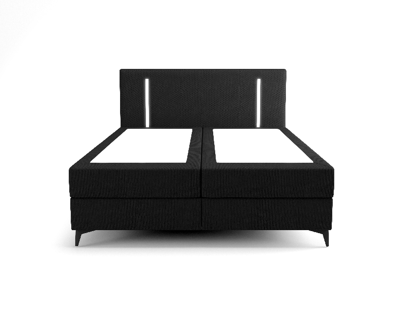 Egyszemélyes ágy 120 cm Ortega Bonell (fekete) (ágyráccsal, tárolóhellyel) (LED világítás)