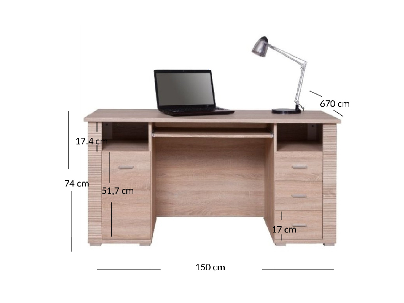 PC asztal Gwenn 1D3S (szonoma tölgy)