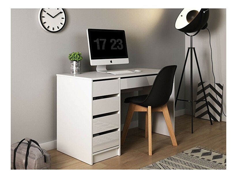 PC asztal Heranor (fehér + fényes fehér)