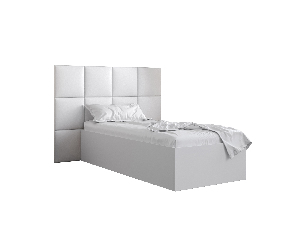 Egyszemélyes ágy kárpitozott fejtámlával 90 cm Brittany 4 (matt fehér + fehér) (ágyráccsal)