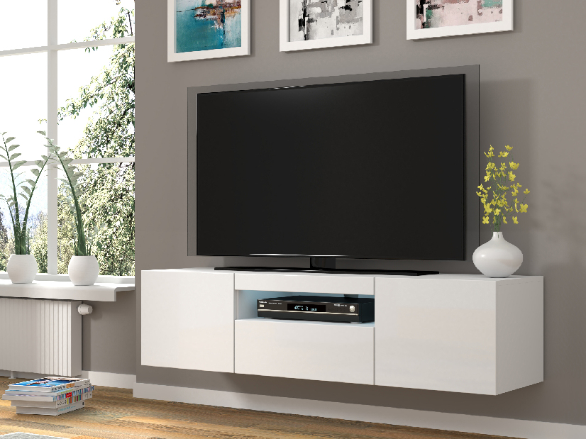 TV asztal/szekrény Aurora (fényes fehér)