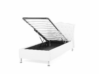 Egyszemélyes ágy 90 cm MATH (ágyráccsal és tárolóhellyel) (fehér)