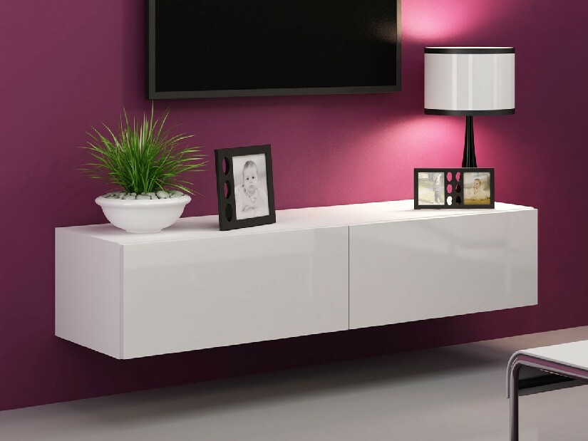 TV asztal/szekrény Zylia 140 (fehér + fényes fehér)