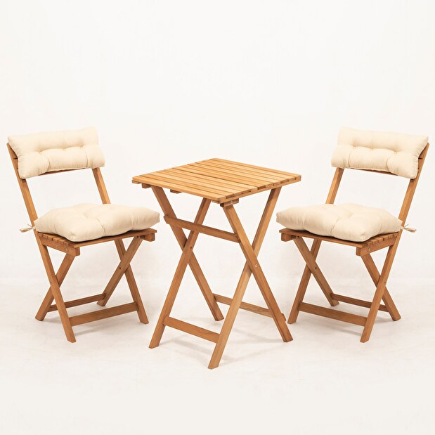 Kerti asztal és szék készlet (3 db.) Magnus (természetes + krém)