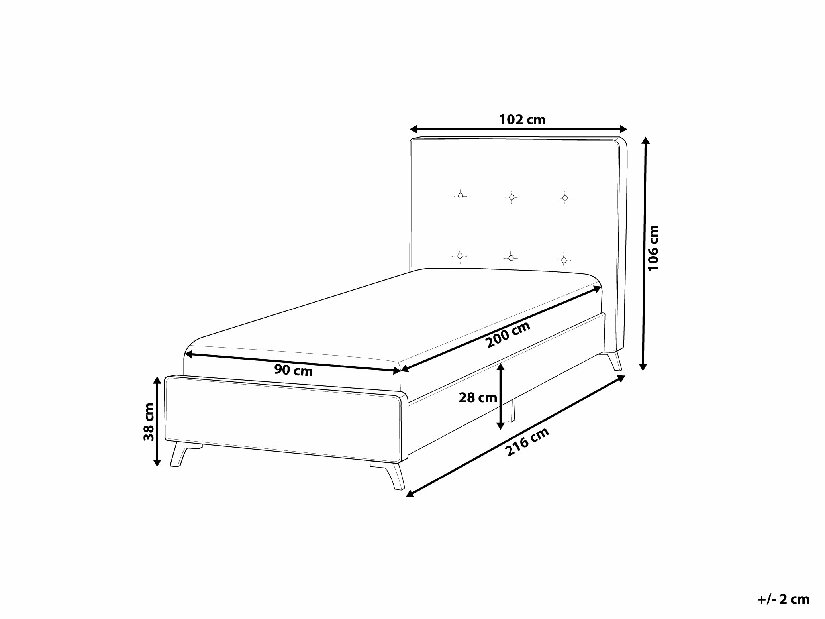 Egyszemélyes ágy 90 cm AMBRE (ágyráccsal) (szürke)