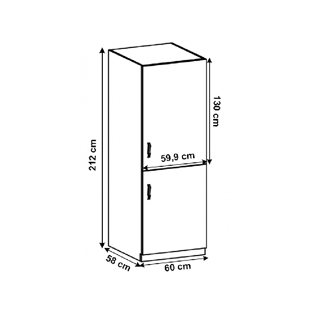 Konyhaszekrény beépített hűtőre D60ZLP Sillina (andersen erdei fenyő)