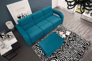 Háromszemélyes kanapé Alison (türkiz) (taburettel)