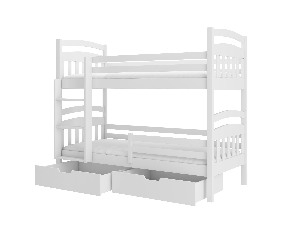 Emeletes gyerekágy 180x80 cm Adriana (ágyráccsal) (fehér)
