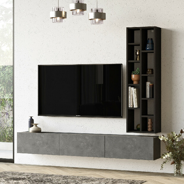 TV asztal/szekrény Ladislava 9 (ezüst + fekete)