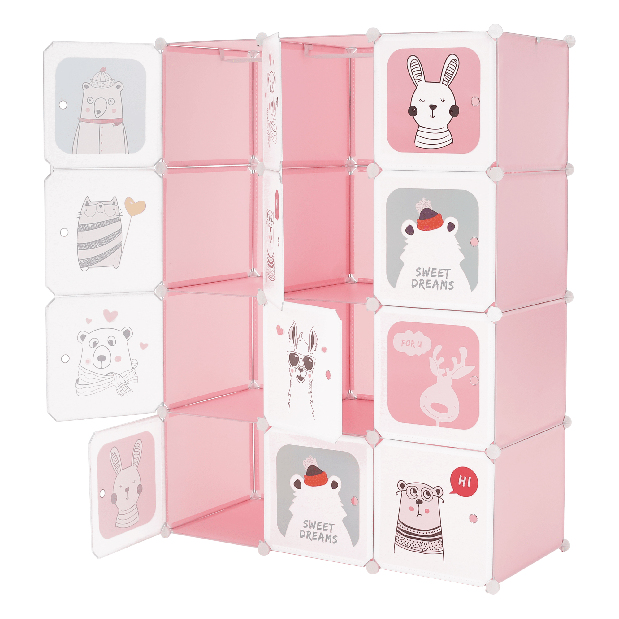 Moduláris szekrény gyerekeknek Fresh Pink (rózsaszín + gyermek minta)