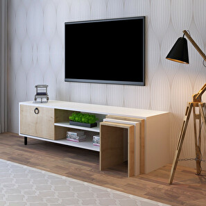 TV asztal/szekrény Tamara (tölgy + fehér)