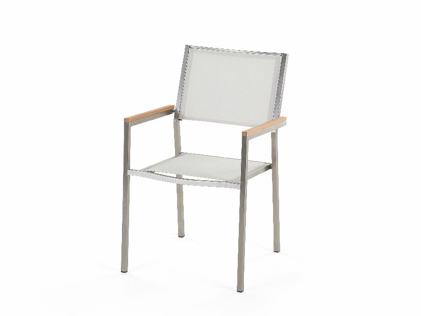 Kerti étkező szett Grosso (fekete) (üveglappal 180x90 cm) (fehér szék)