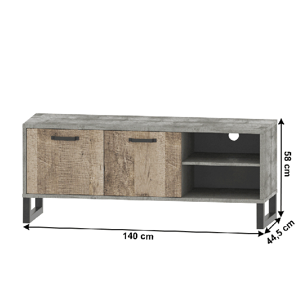 TV asztal Bareni 2D/140 (homok tölgy + szürke)