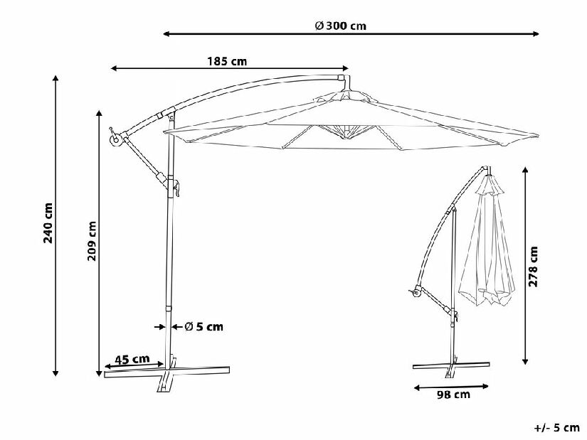 Kerti napernyő 300 cm RAVONA (fém) (világosbézs)