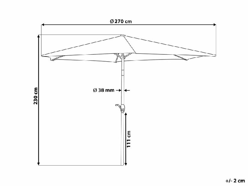 Kerti napernyő 270 cm VARENA (fém) (bézs)
