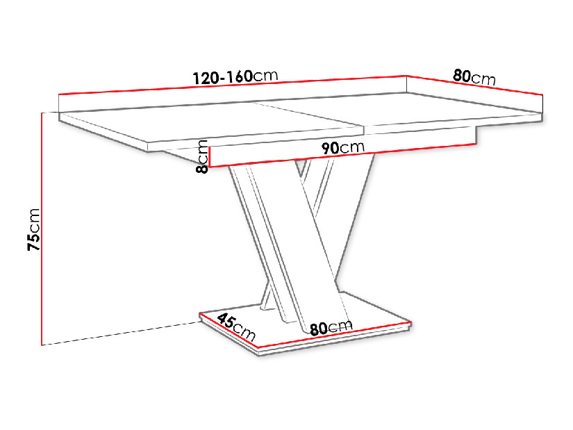 Széthúzható asztal Mirjan Hildaria (fehér + beton)