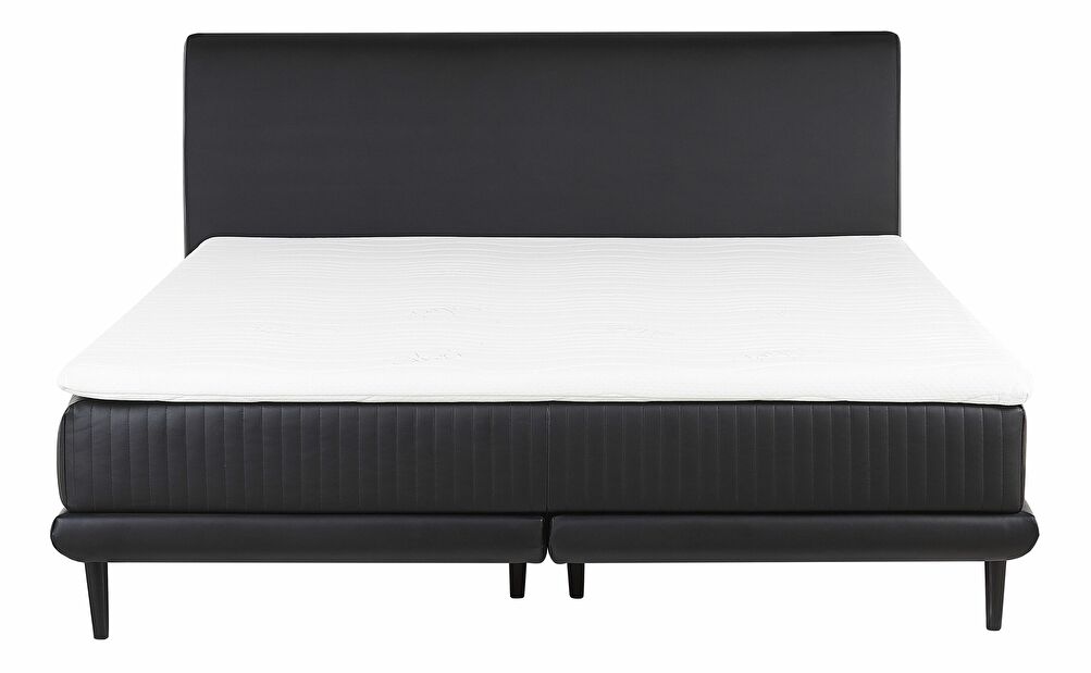 Kontinentális ágy 180 cm MADOM (szintetikus bőr) (fekete)