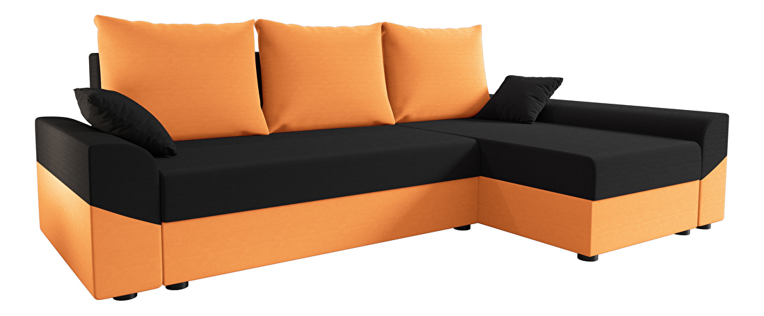 Sarok ülőgarnitúra Dusk L (narancssárga + fekete) (B)