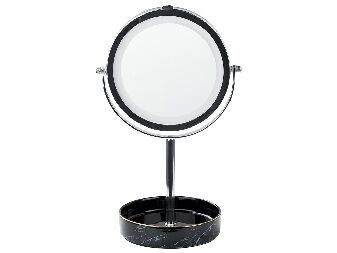 Kozmetikai tükör Shevaun (ezüst + fekete) (LED világítás)