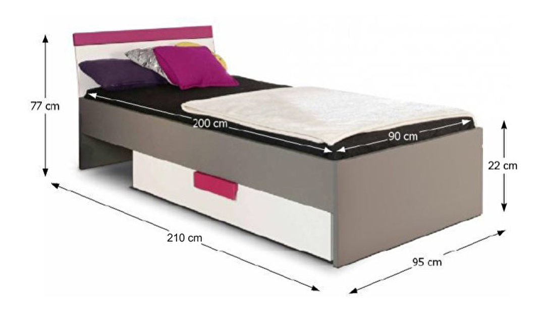 Egyszemélyes ágy 90 cm Libro Typ 09 LBLL09
