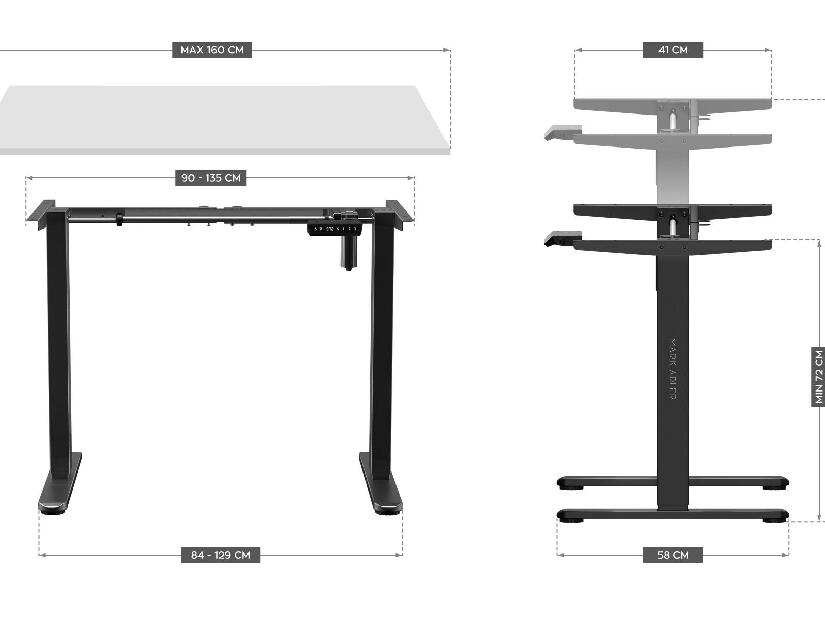 Elektromos asztalkeret Xenon 4.1 (fekete)