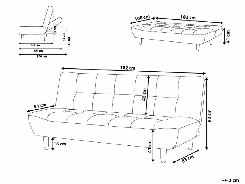 Háromszemélyes kanapé Appin (sötétszürke)