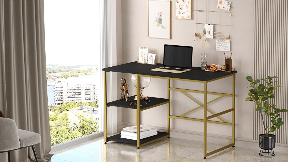 PC asztal Vega 23 (fekete + arany)
