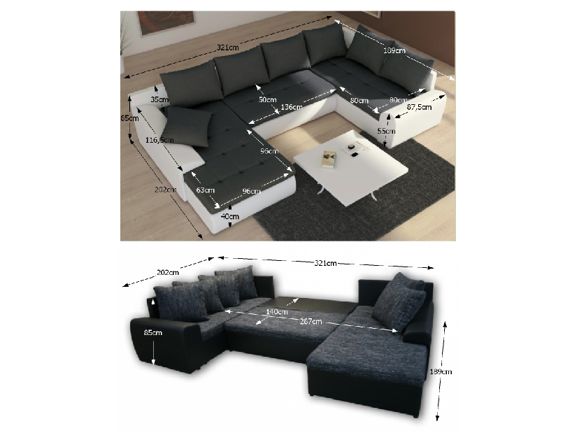 U alakú kanapé Joy 2U (B)