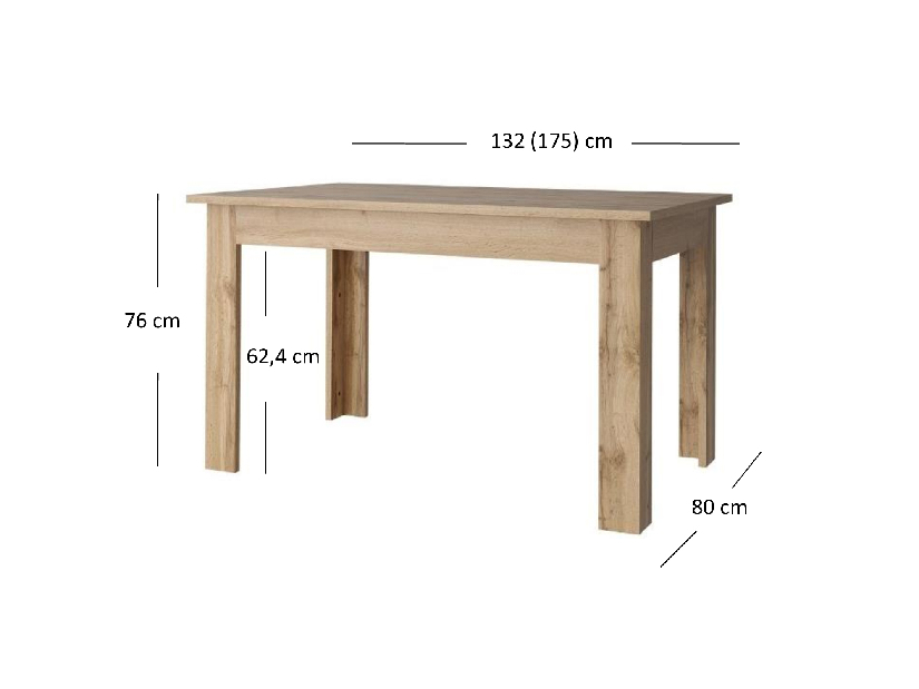 Széthúzható étkezőasztal 130-175 cm Mirella (wotan tölgy)