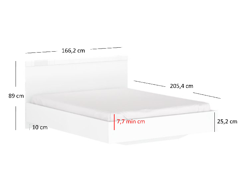 Franciaágy 160 cm Leona (fehér) (matrac és ágyrács nélkül)