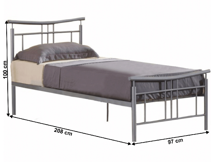 Egyszemélyes ágy 90 cm Daija 90 (matt ezüst)