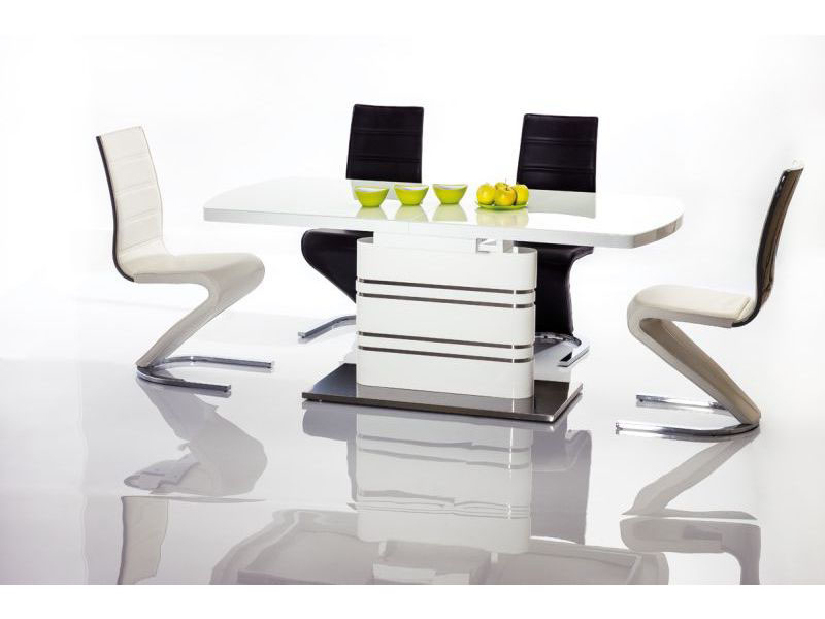 Széthúzható étkezőasztal 140-200 cm Gemma (fehér + fehér) (8 és több fő részére)
