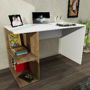 PC asztal Emir (fehér + dió)