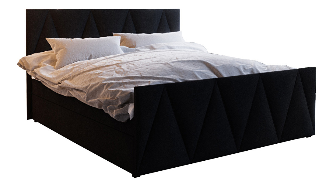 Franciaágy Boxspring 180 cm Milagros Comfort 3 (fekete) (matraccal és tárolóhellyel)