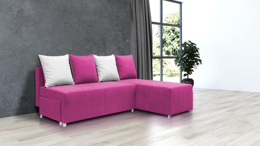 Sarok kanapé Brigid (rózsaszín + párnák)