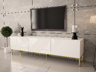 TV asztal/szekrény Magnilda 190 (fehér + fényes fehér)