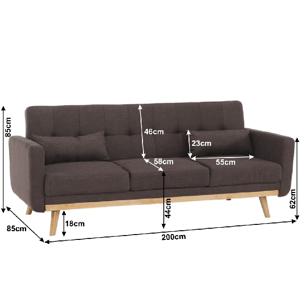 Háromszemélyes kanapé Alestra (Barna) 