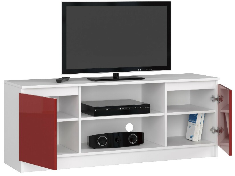 TV asztal Dariel (fehér + fényes piros)