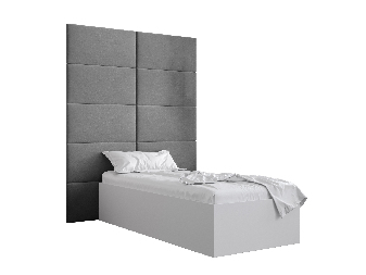 Egyszemélyes ágy kárpitozott fejtámlával 90 cm Brittany 1 (matt fehér + szürke) (ágyráccsal)