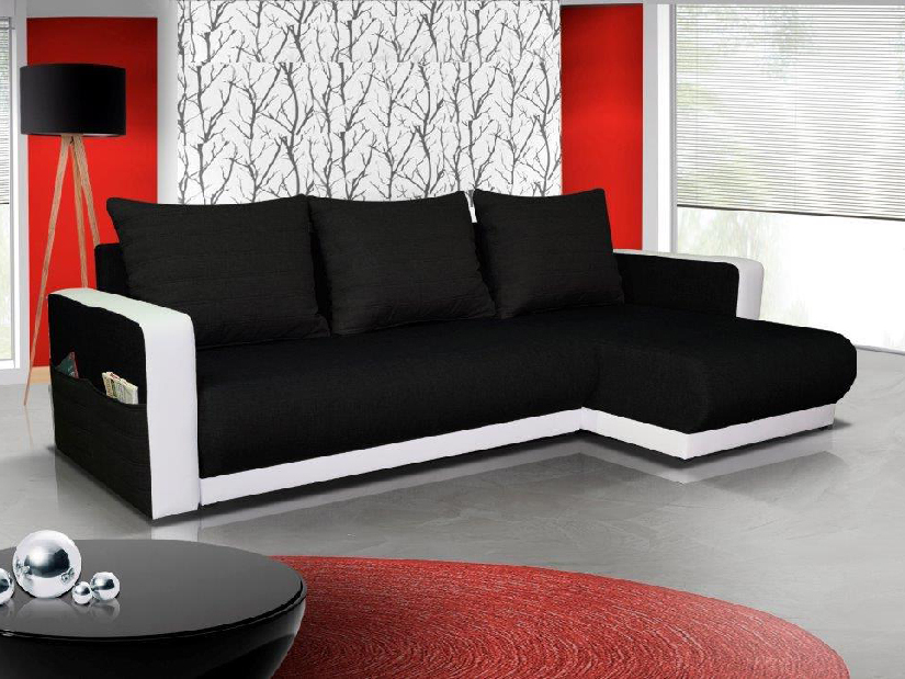 Sarok kanapé FrIra (fekete + fehér) (J)