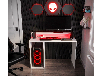 Sarok Gamer PC asztal Garrick 2 (biely) (LED RGB világítással)