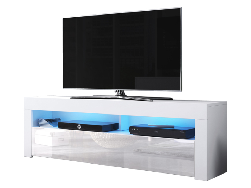 TV asztal/szekrény Mark (matt fehér + fényes fehér)