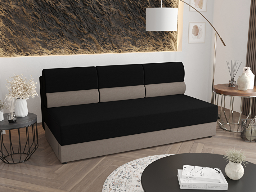 Kétszemélyes kanapé Radiant (fekete + barna)