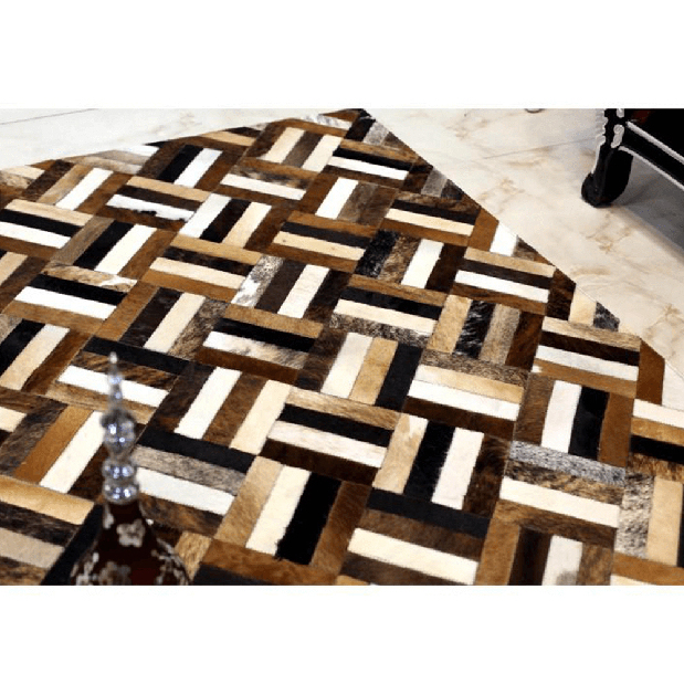 Kožený koberec 200x300 cm Korlug TYP 02 (hovězí kůže + vzor patchwork)