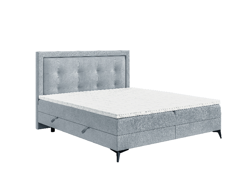 Egyszemélyes ágy Boxspring 120 cm Hygga (világoskék) (matraccal és tárolóhellyel)